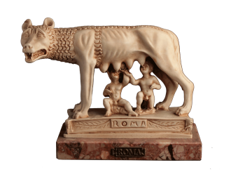 STPVLM 90 Statua In polvere Di marmo color avorio base marmo lupa romana